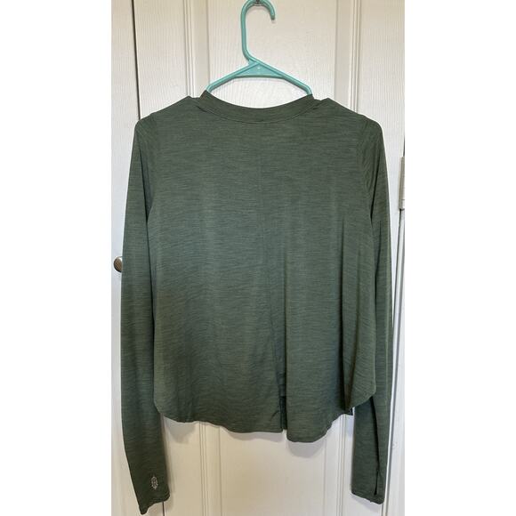 Free People Cadence Top Layering Long Sleeve Tee Green Women Sz S Stretchy Soft - Picture 6 of 12